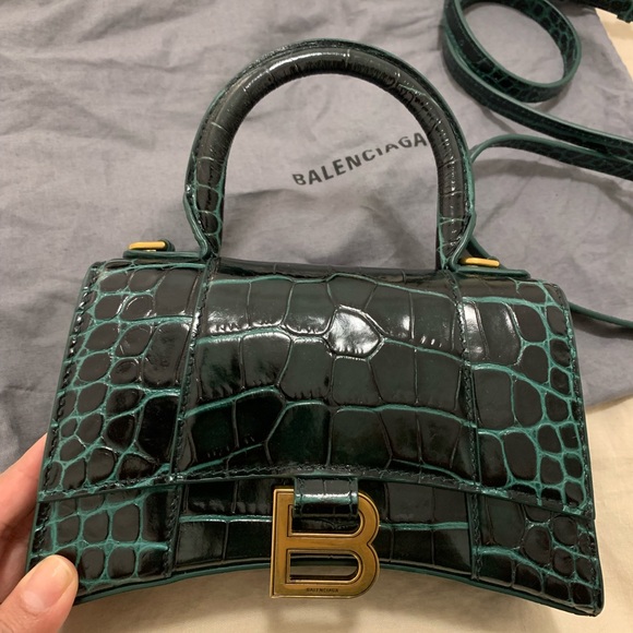 Hourglass handbag crocodile embossed - Picture 5 of 6